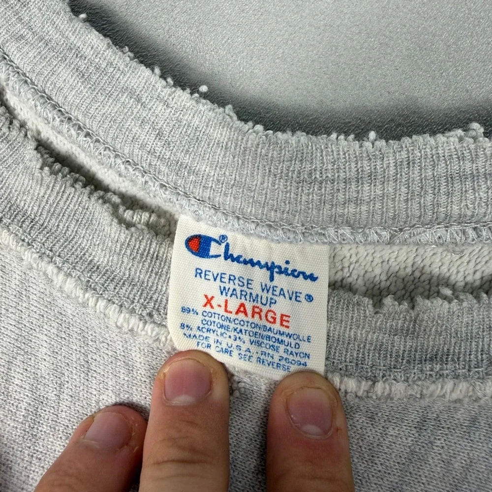 90s Mens Champion Reverse Weave Wisconsin Distressed Sweatshirt XL